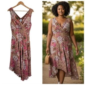 Rabbit Rabbit Rabbit Pink Asymmetrical Sleeveless Dress Sz 14 Y2K Fairycore